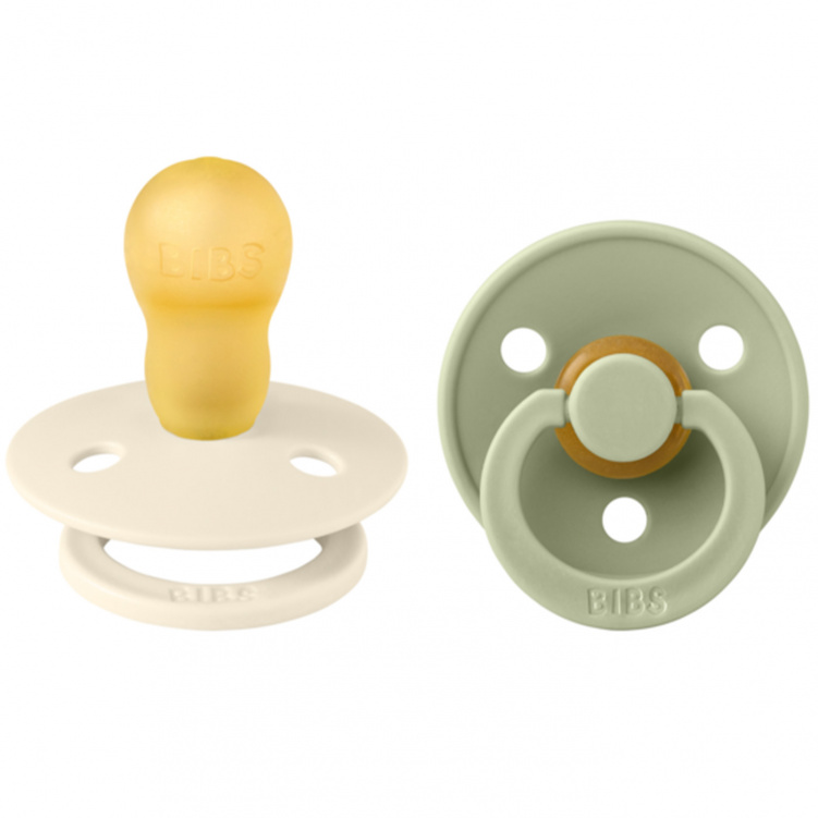 BIBS Napp Colour Latex 2-pack 18+ mån Ivory/Sage i gruppen Babytillbehör / Nappar och tillbehör / Nappar 6 månader + hos Bonti (BIBS130241)