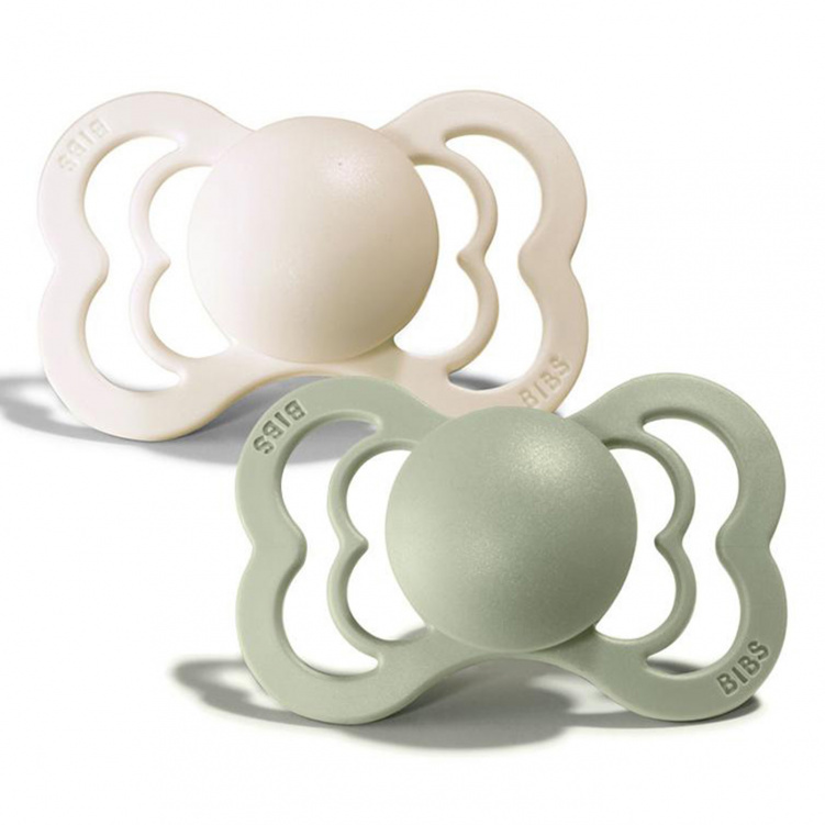 BIBS Napp Supreme Silikon 2-pack 6-18 mån Ivory/Sage i gruppen Babytillbehör / Nappar och tillbehör / Nappar 6 månader + hos Bonti (BIBS260346)