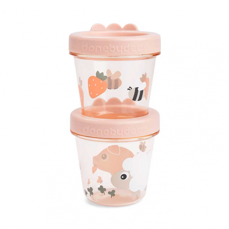 Done By Deer Barnmatsburkar 2-pack Tiny Farm Rosa i gruppen Rabatt ok - lista hos Bonti (DOBD1256101)
