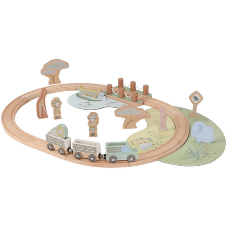 Little Dutch Trätågbana Safari Friends i gruppen Leksaker / Leksaksbilar & fordon / Tåg och tågbanor hos Bonti (LD7451)
