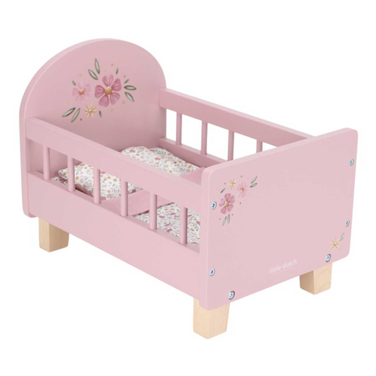 Little Dutch Docksäng med sängkläder Rosa i gruppen Leksaker / Dockor och tillbehör / Dockmöbler & tillbehör hos Bonti (LDLD2517)