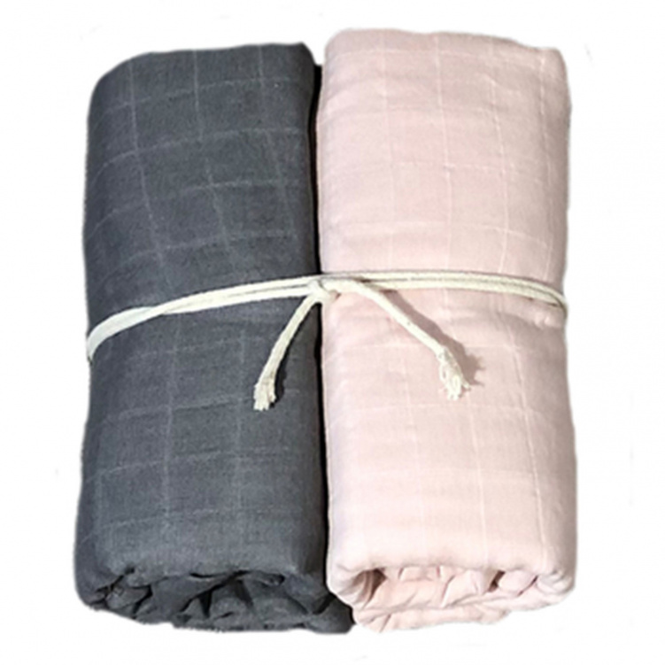 Mini Dreams Muslinfilt 2-pack Grå/rosa 70x70 cm i gruppen Babytillbehör / Sova / Bädda för sommartider hos Bonti (MIDR91101109)