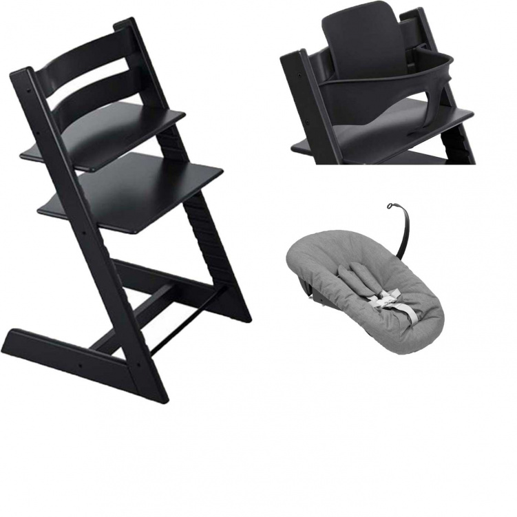 Stokke Tripp Trapp stol + Bygel + Newborn Set Black i gruppen Möbler och inredning / Matstolar och tillbehör / Stokke Tripp Trapp hos Bonti (STOK685800)