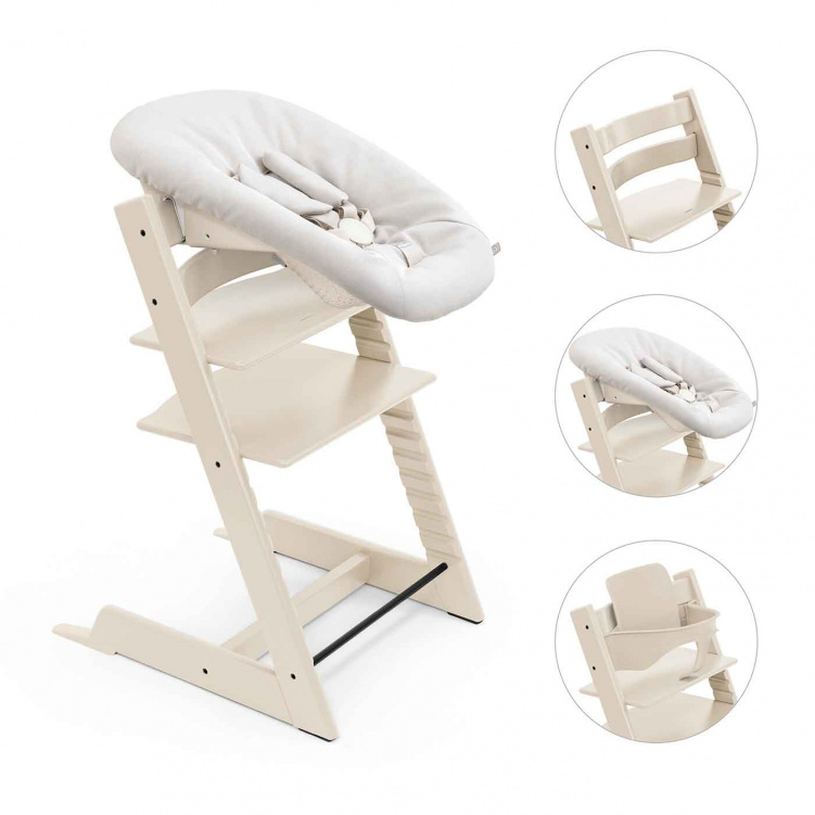 Stokke Tripp Trapp Stol + Bygel + Newborn Set Vanilla White i gruppen Möbler och inredning / Matstolar och tillbehör / Stokke Tripp Trapp hos Bonti (STOK697500)